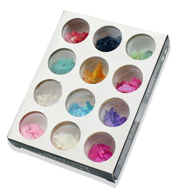 Set 12 hũ xà cừ miếng trang trí móng
