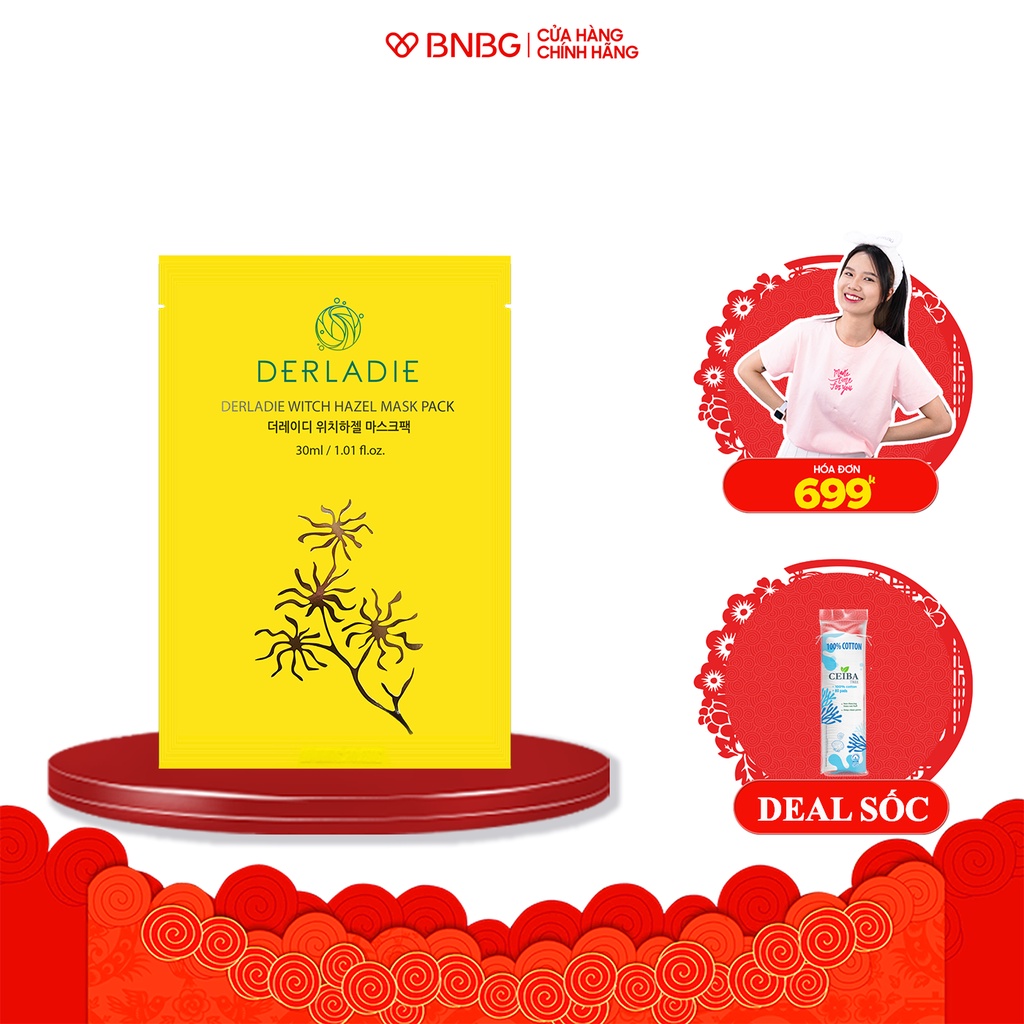 Mặt nạ Derladie Witch Hazel Mask Pack giảm mụn, dưỡng sáng da 30ml