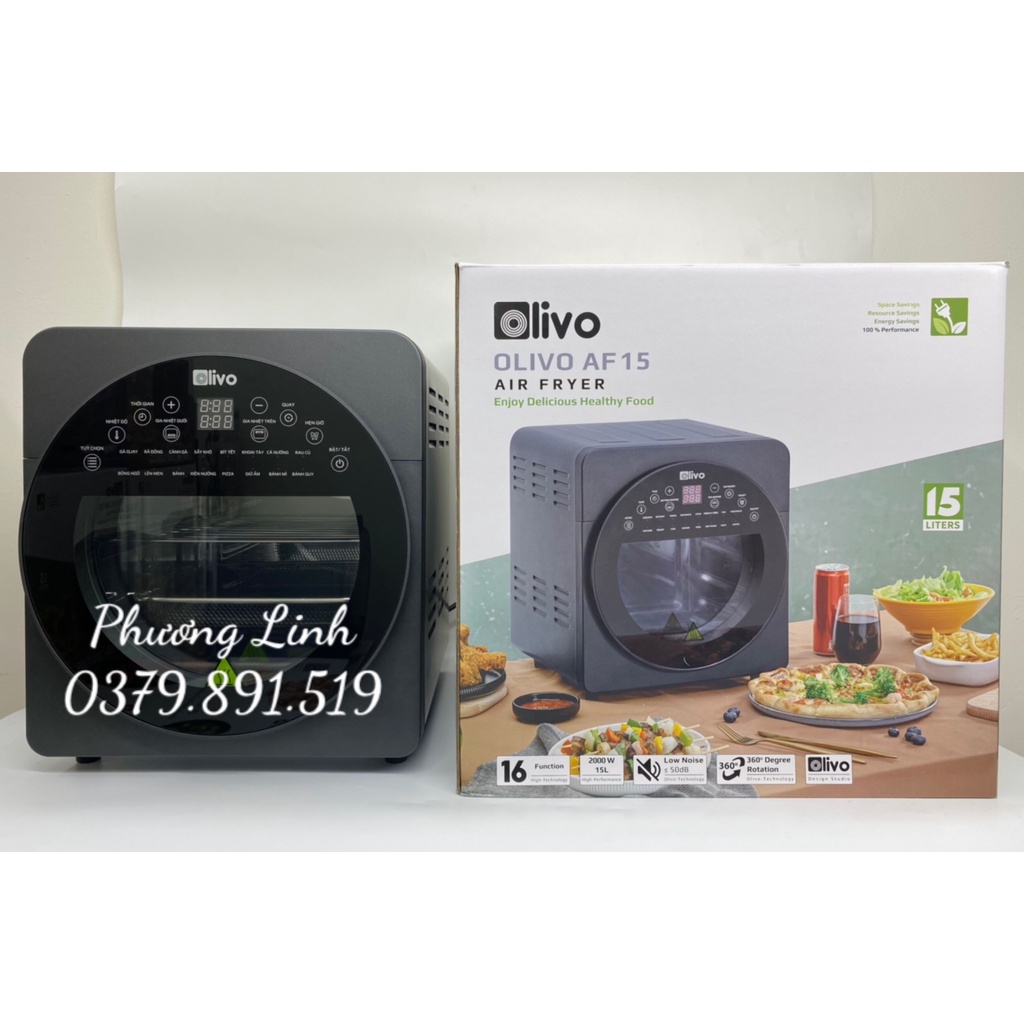 Nồi Chiên Không Dầu OLIVO AF15 Dung Tích 15L Công suất 2000W - Hàng Chính Hãng - Bảo hành 24 tháng