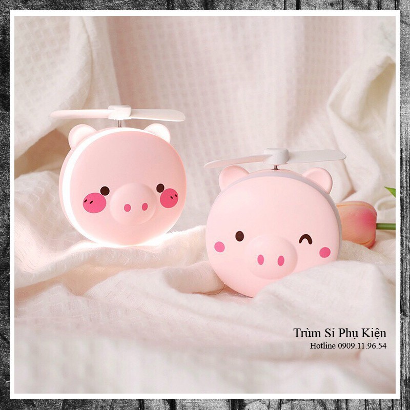 Quạt Mini Cầm Tay Kèm Gương Và Đèn Trang Điểm Make Up