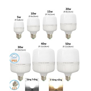 Sale sập sàn_ Bóng đèn bulb trụ 5w, 10w, 15w, 20w,30w, 40w, 50w ánh sáng trắng và vàng