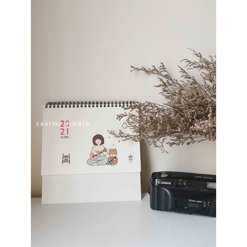 [FOLLOW US GIẢM 40K] LỊCH ĐỂ BÀN 2021 THE GIRL XINH CUTE SIZE A5 20x17 (cm) BÌA CỨNG MÀU PASTEL HÀN QUỐC CASIMI DECOR