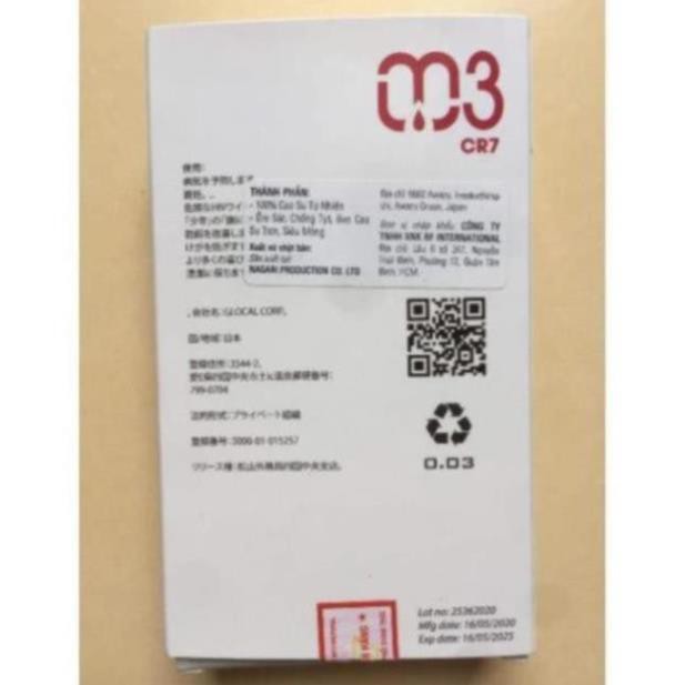 CHÍNH HÃNG_BAO CAO SU 003 CR7 SIÊU MỎNG KÉO DÀI THỜI GIAN HỘP 12 CHIẾC  để cuộc yêu lâu dài
