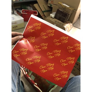 Tờ 12 con Tem chữ chúc mừng Năm Mới kt 7x7cm