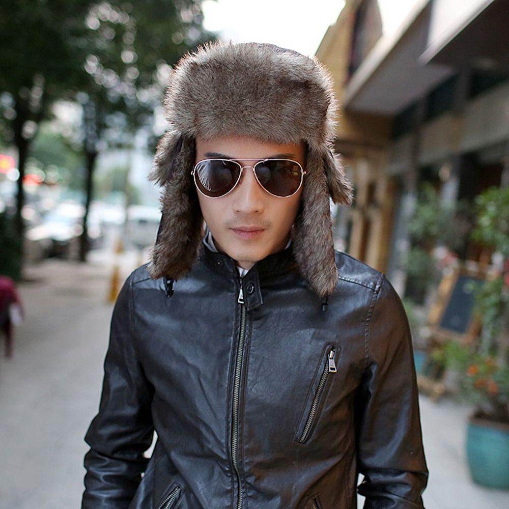 Mũ Bomber Giả Lông Thú Chống Gió Thời Trang Mùa Đông Cho Nam Giới
