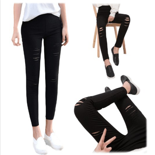 Quần legging rách gối phom ôm body cho nữ