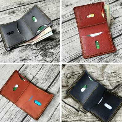 Ví nam da bò, ví đứng nam mini da bò thật 100% handmade - Rockcow VN02F