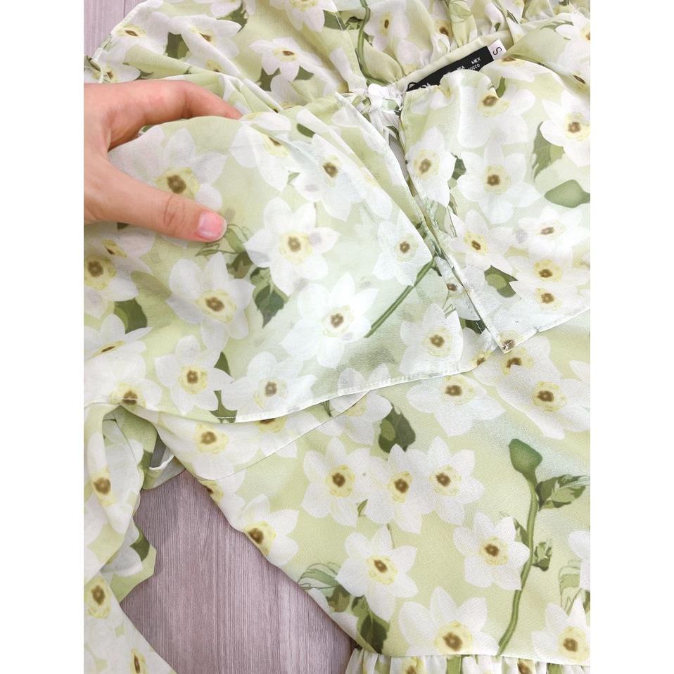 Váy hoa nhí, đầm hoa trễ vai xòe tiểu thư hàng thiết kế cao cấp