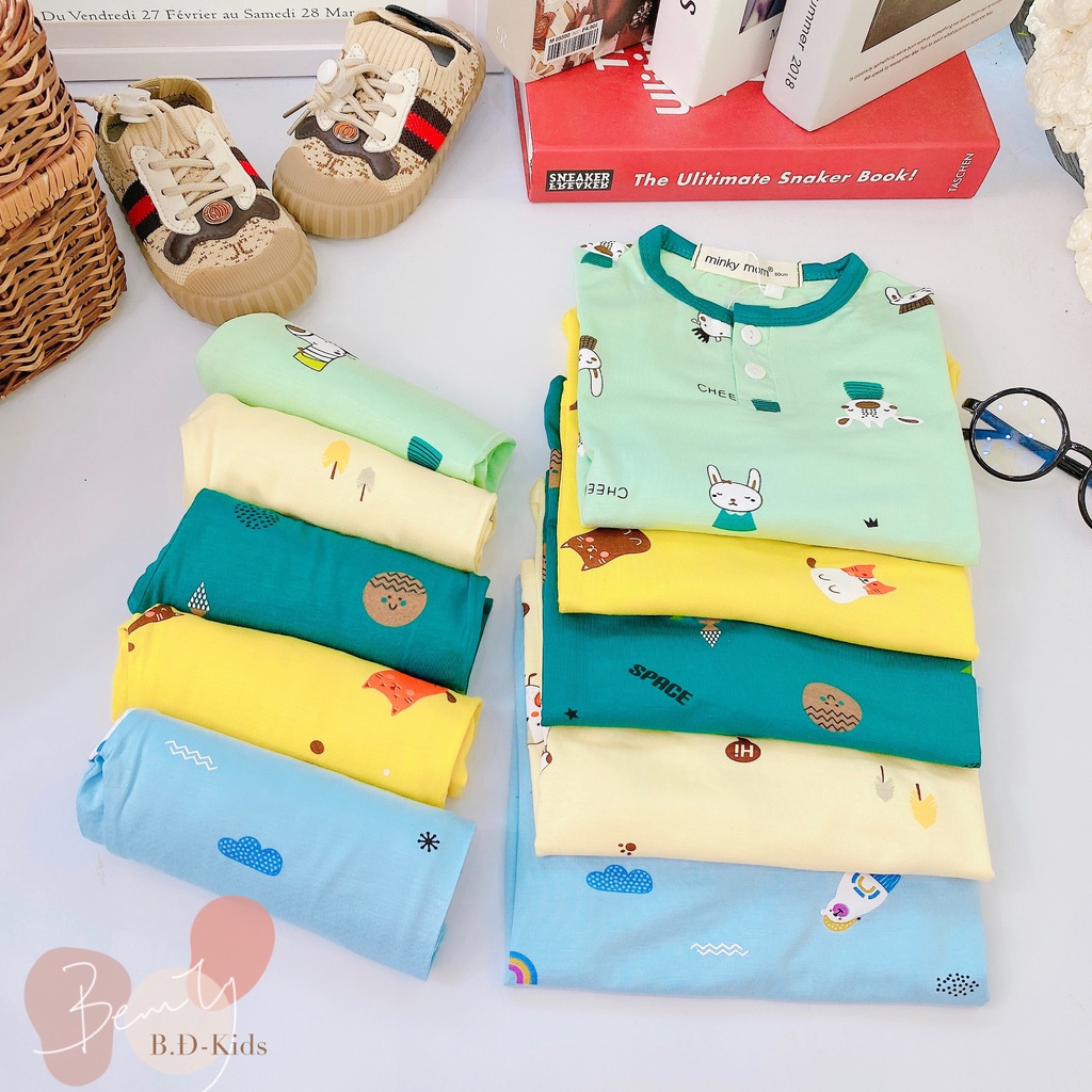 Bộ dài tay cho bé trai bé gái size đại 6-24kg, đồ bộ thun lạnh dài tay minky mom trẻ em mặc ngủ 1 2 3 4 5 6 tuổi BD011
