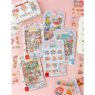 Sticker cute hoạt hình dễ thương, hình dán cute 4 tấm sticker trang trí sổ đáng yêu giá rẻ