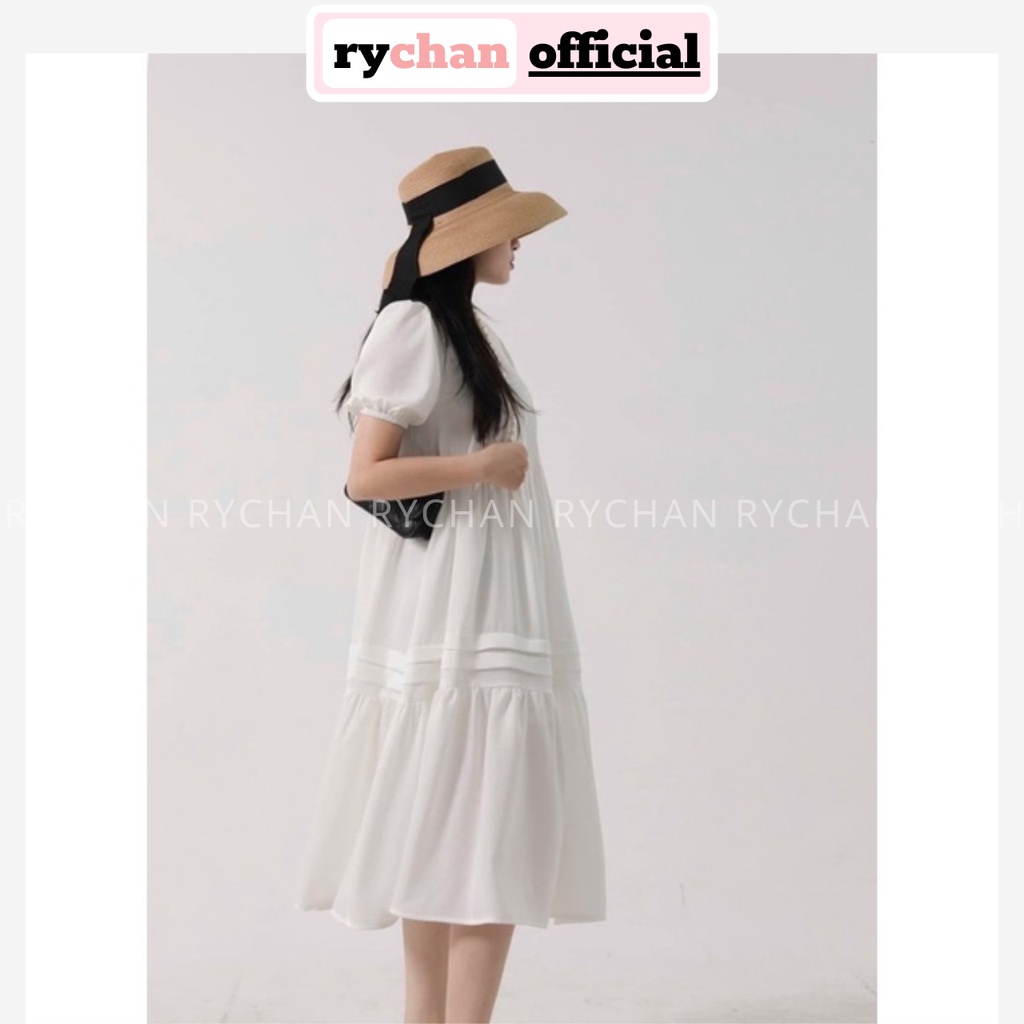 Đầm Nữ Đi Chơi Dáng Suông Cổ Tròn Tay Ngắn Xếp Li Màu Trắng Đen Cực Dễ Thương [ẢNH THẬT CUỐI] - DX9806