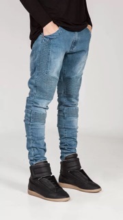 Jeans biker xanh