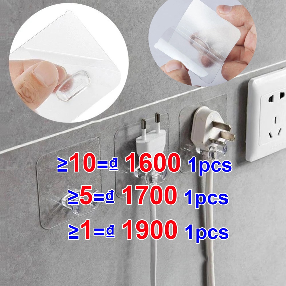Giá Đỡ Phích Cắm Điện Usb Tiện Dụng Móc trong suốt không thấm nước, Không có dấu, Giá đỡ dán tường miễn phí đóng đinh