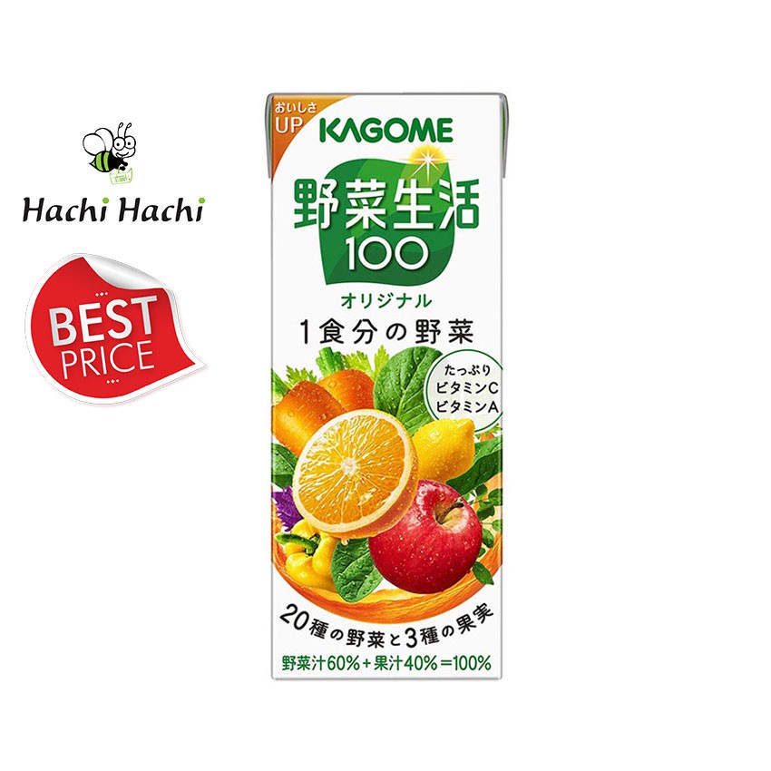 BEST PRICE - Nước ép rau củ quả nguyên chất Kagome 200ml Bổ sung Beta carotene - Hachi Hachi Japan Shop