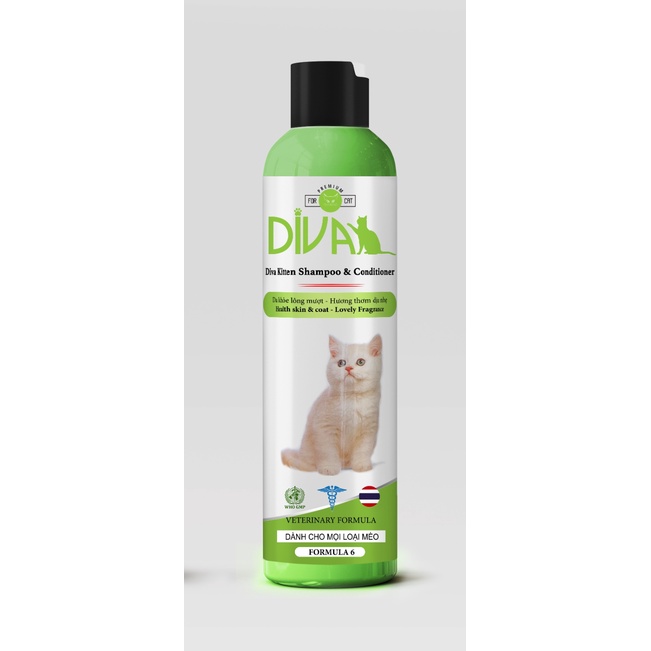 Sữa tắm cho mèo Diva Kitten Shampoo &amp; Conditioner chai 260ml
