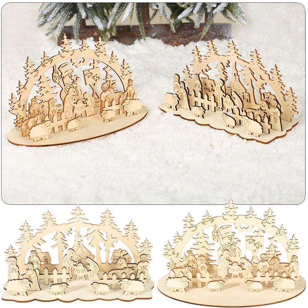 KUNHEV Nhà Thờ Ba Chiều Bằng Gỗ Trang Trí Giáng Sinh DIY