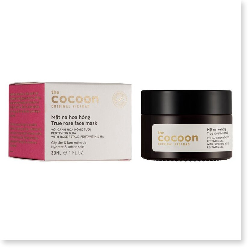 [Mã giảm mỹ phẩm chính hãng] Mặt Nạ Cocoon Dưỡng Ẩm Da Chiết Xuất Hoa Hồng True Rose Face Mask