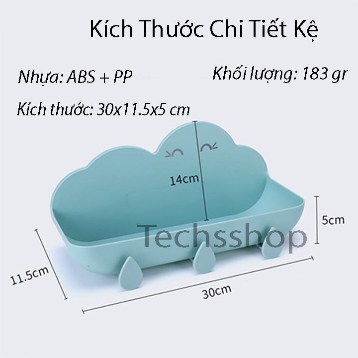 Kệ Nhà Tắm Dán Tường Hình Đám Mây Kèm 3 Móc