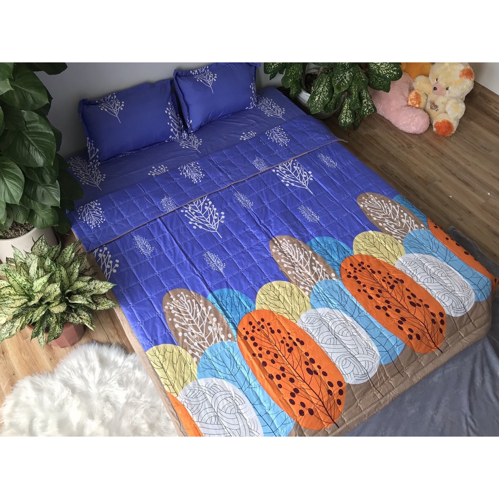 Bộ Ga Gối Mẫu 2021 cotton poly 1m6x2m,1m8x2m-HCM lá cọ