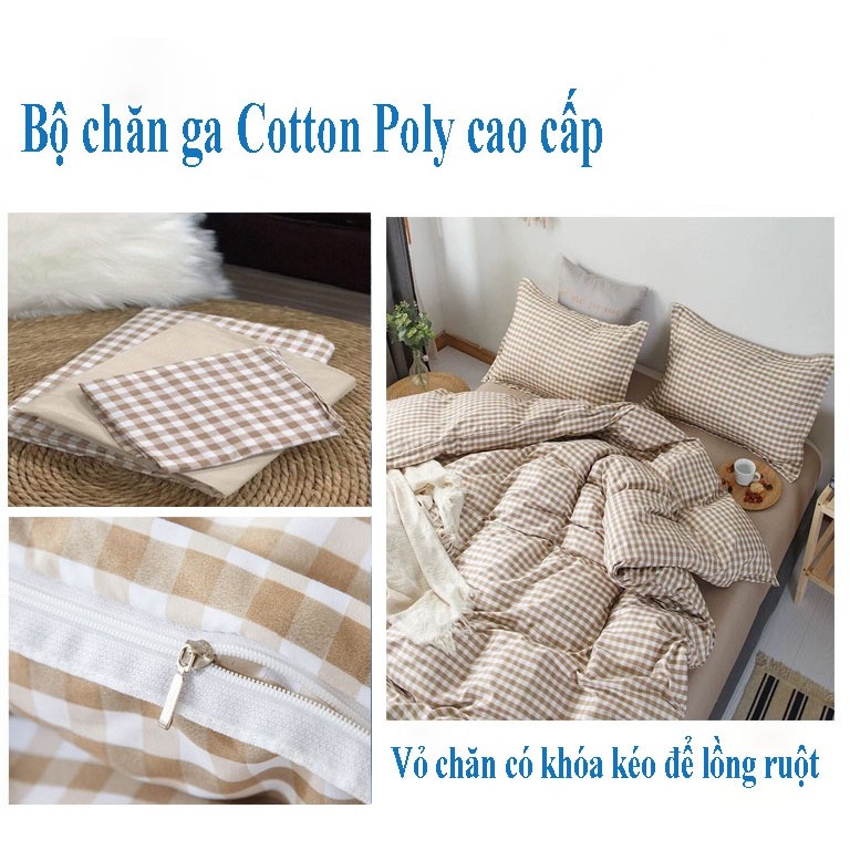 Bộ chăn ga gối Cotton Poly M2T Bedding drap giường Hàn Quốc miễn phí bo chun ga giường bọc đệm- HT home | BigBuy360 - bigbuy360.vn