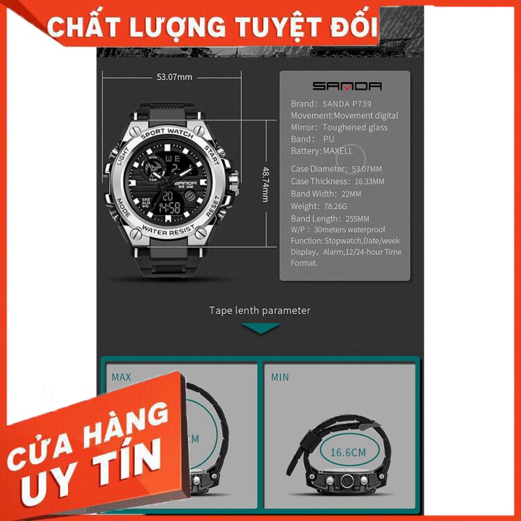 Đồng Hồ Thể Thao Nam SANDA Quân Đội Mỹ - Viền Benzen Với Kim Loại Siêu Bền Và Chống Nước Cực Tốt - Hàng nhập khẩu