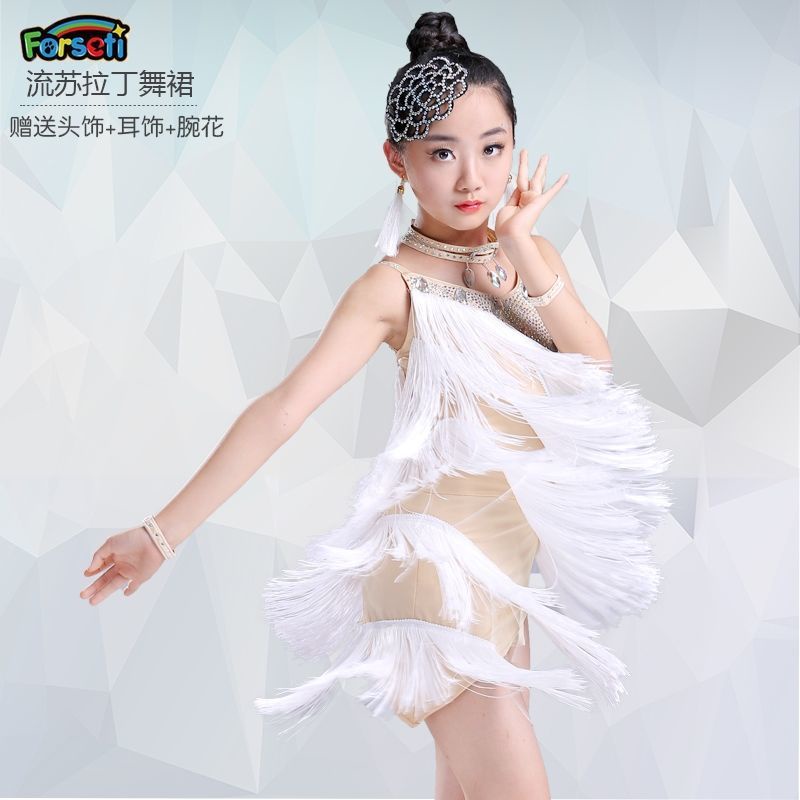 Đầm Khiêu Vũ Latin Đính Kim Cương Giả Phối Tua Rua Thời Trang Mùa Hè Mới Cho Nữ