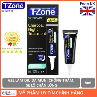 Gel Làm Dịu Da Mụn, Chống Thâm, Se Lỗ Chân Lông T-Zone Charcoal Night Treatment 8ml