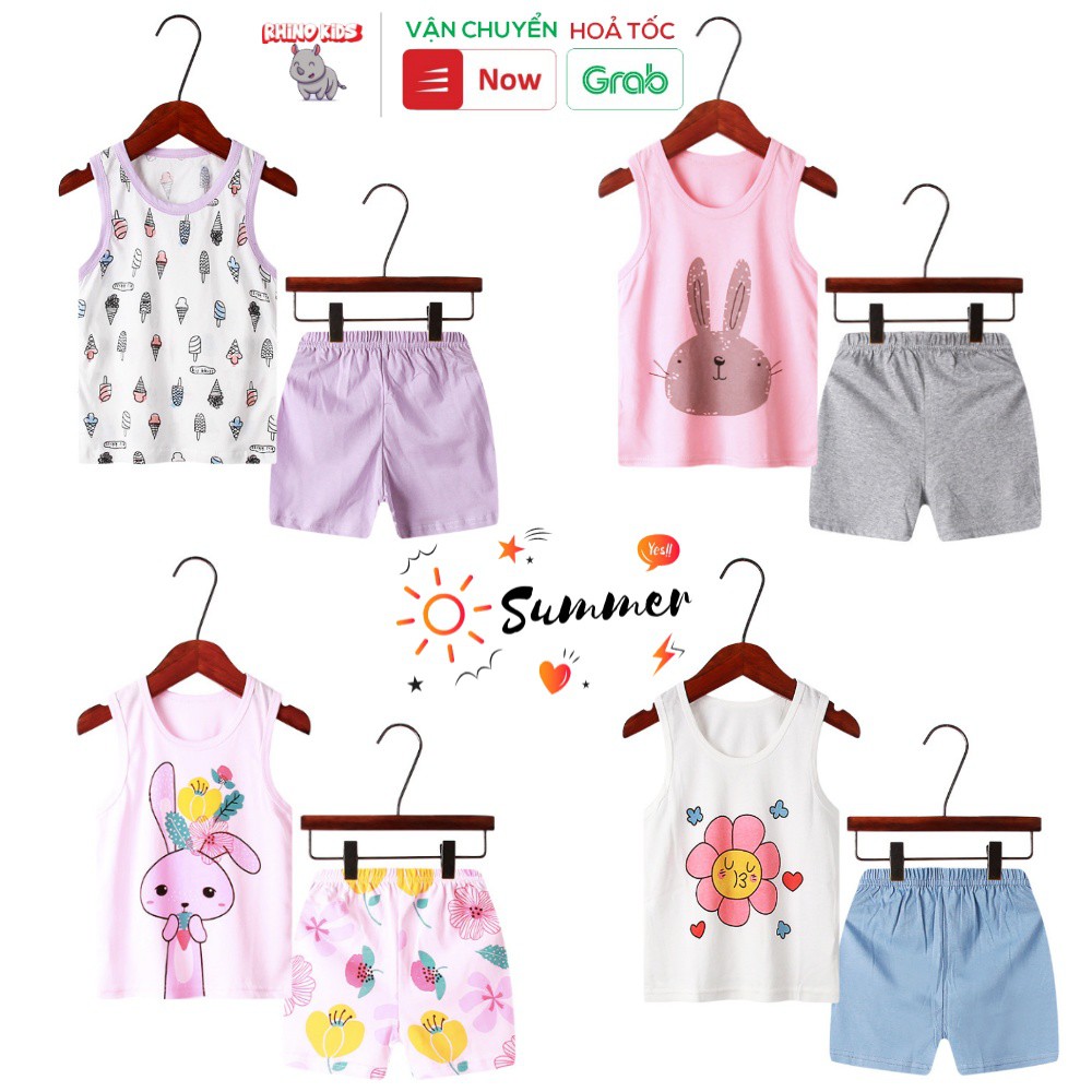 Bộ quần áo trẻ em ba lỗ mùa hè ,đồ bộ bé gái, bộ quần áo thun cho bé chất cotton hàng xuất Hàn Quốc DBDB13