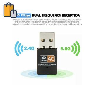 Usb thu sóng WiFi băng tần kép 600 Mbps 2.4-5ghz 802.11 AC cho máy tính