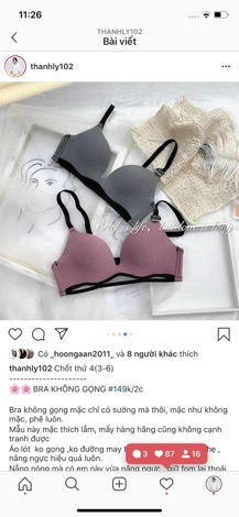 Áo lót không gọng( khách note tên ig)