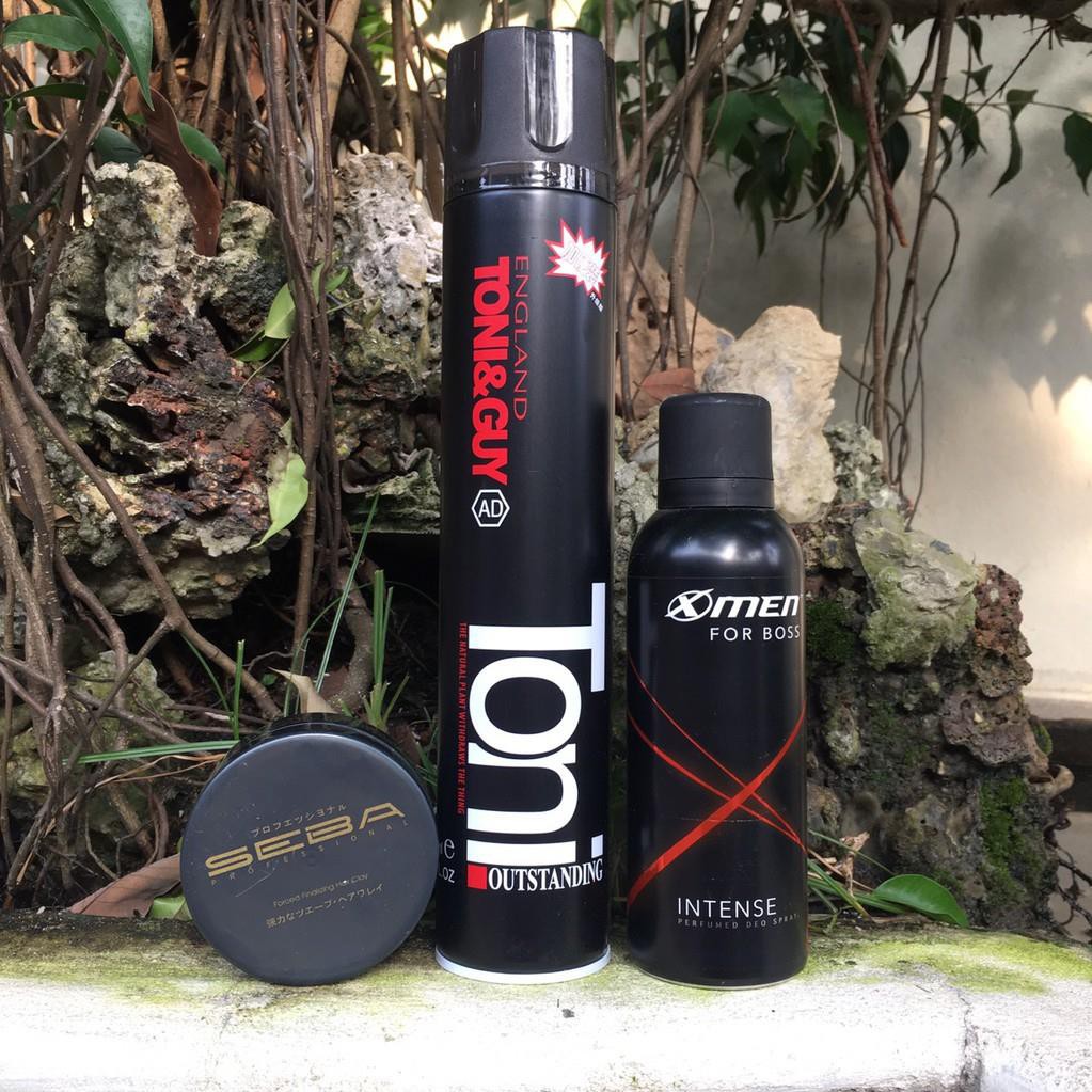 COMBO  Xịt khử mùi X-Men For Boss 150ML + Gôm xịt tóc TONY&GUY +SÁP Vuốt Tóc SEBA CHÍNH HÃNG