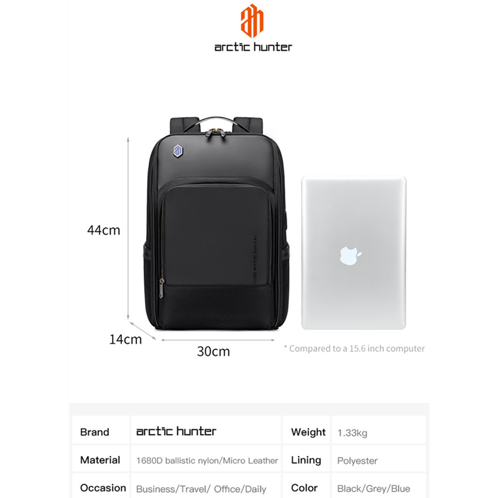 ARCTIC HUNTER  Multifunctional Backpack 15.6&quot;Laptop Bag Men's Anti-Theft Business Bag Waterproof Travel Bag  with USB External Charge