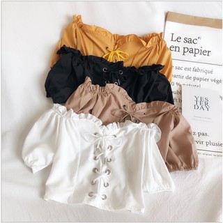 [Mã Fashion10 Giảm 10K đơn 50K] Áo Cro-top nữ đan dây cá tính