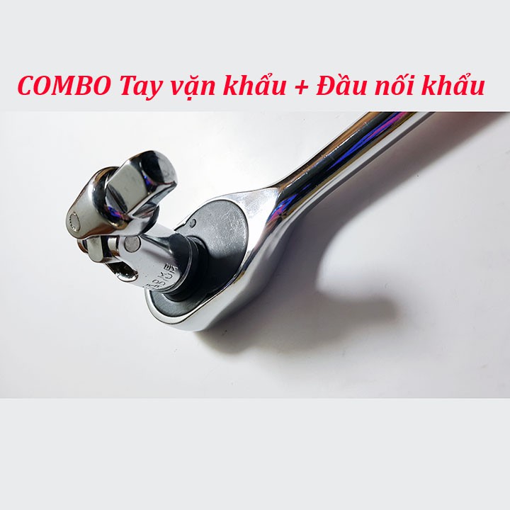 Tay khẩu 1/2 đảo chiều tự động + đầu nối khẩu vặn đa góc