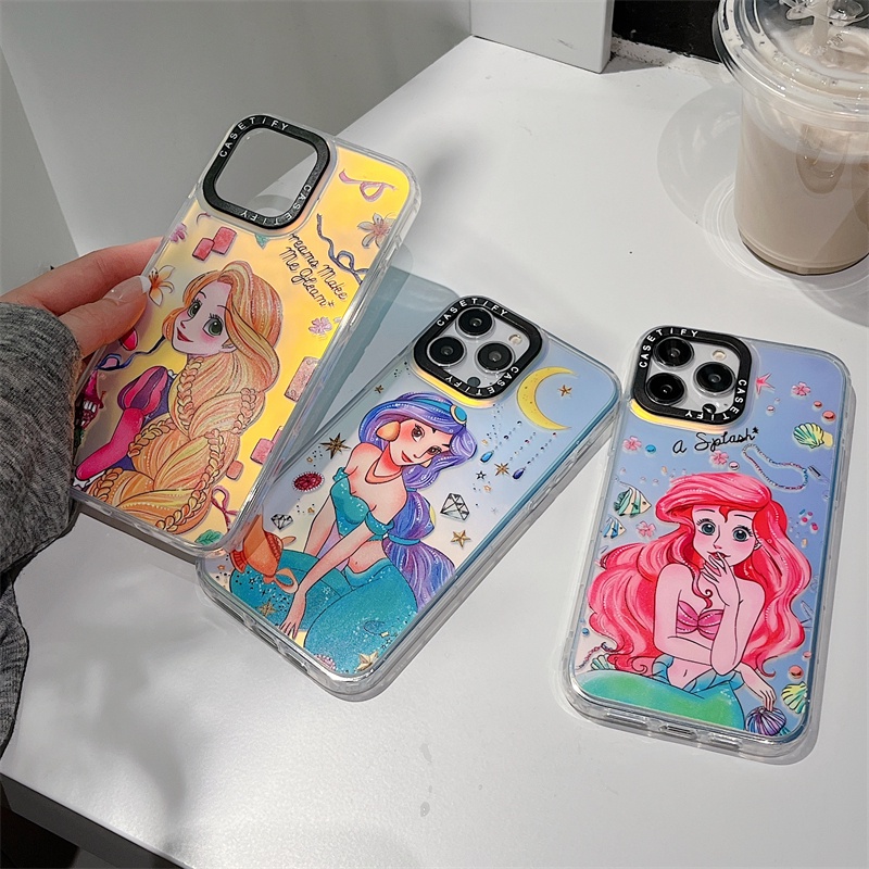 Ốp Điện Thoại Màu Laser In Họa Tiết Công Chúa Disney Cho iPhone 14 Pro Max 13 Pro Max 11Promax 12ProMax XS Max