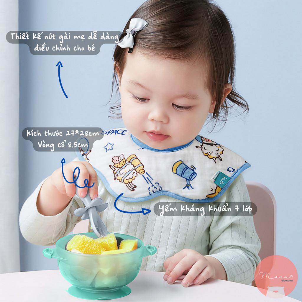 [Bộ 3 khăn] Yếm vải tròn cotton tự nhiên 6 lớp chống thấm ra áo của KUB