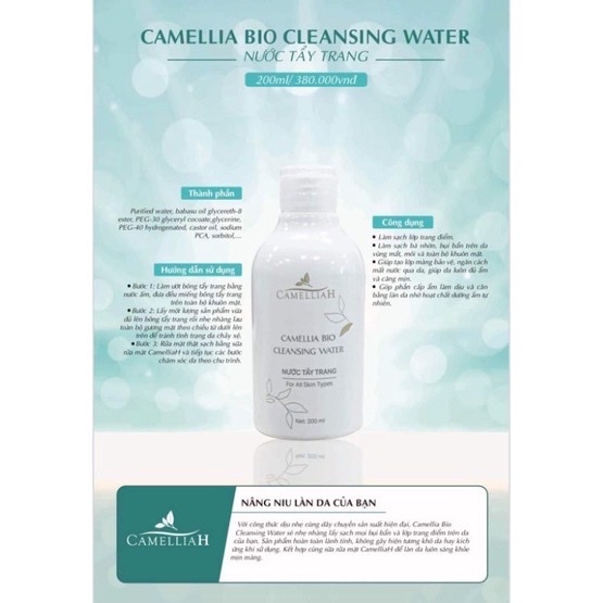 Nước Tẩy Trang CAMELLIA BIO CLEANSING WATER - Làm Sạch Da