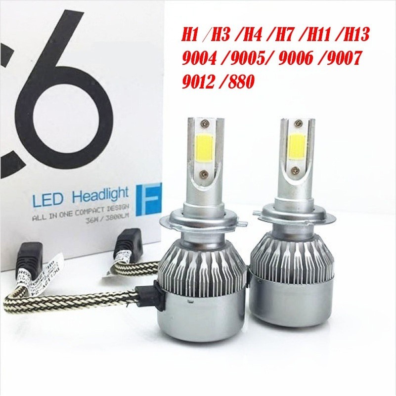 Đèn pha LED 30000Lm C6 LED 36W 6000K cho xe hơi