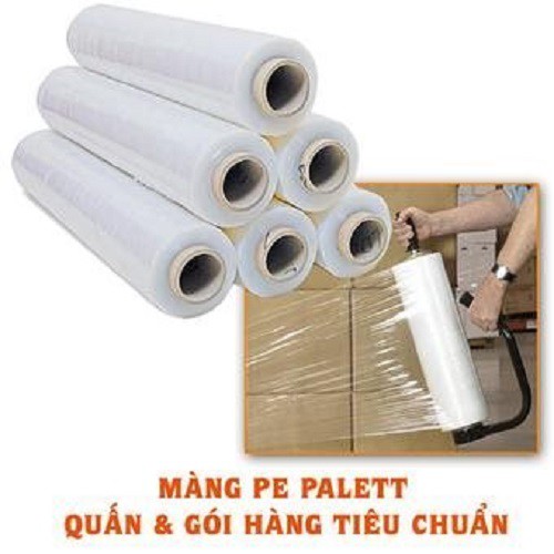 Cuộn màng PE bọc quấn hàng, vali, Pallet 500mm x 3kg - (lõi 0.4 kg)