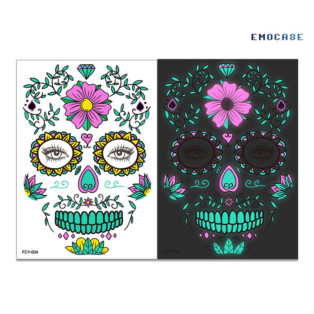 Hình Xăm Dán Mặt Và Cơ Thể Dạ Quang Hai Màu Lâu Trôi Không Gây Kích Ứng Cho Người Lớn Dịp Halloween