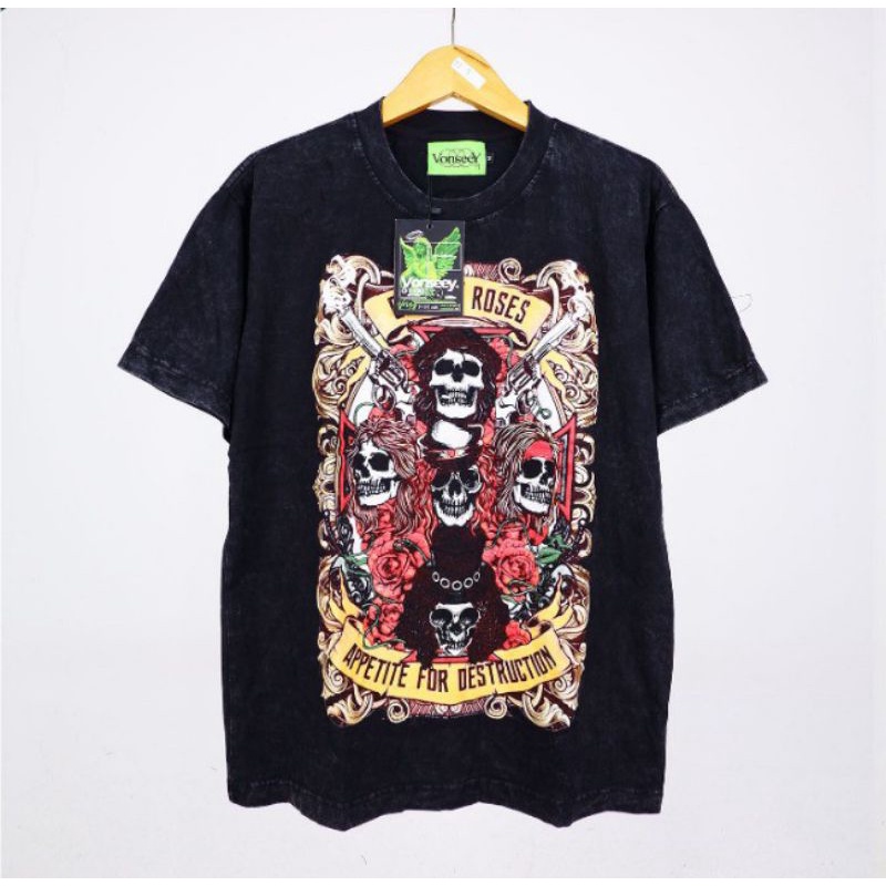 Áo Thun Giặt Ủi Hình Gun N ROSES Wash VONSEEY
