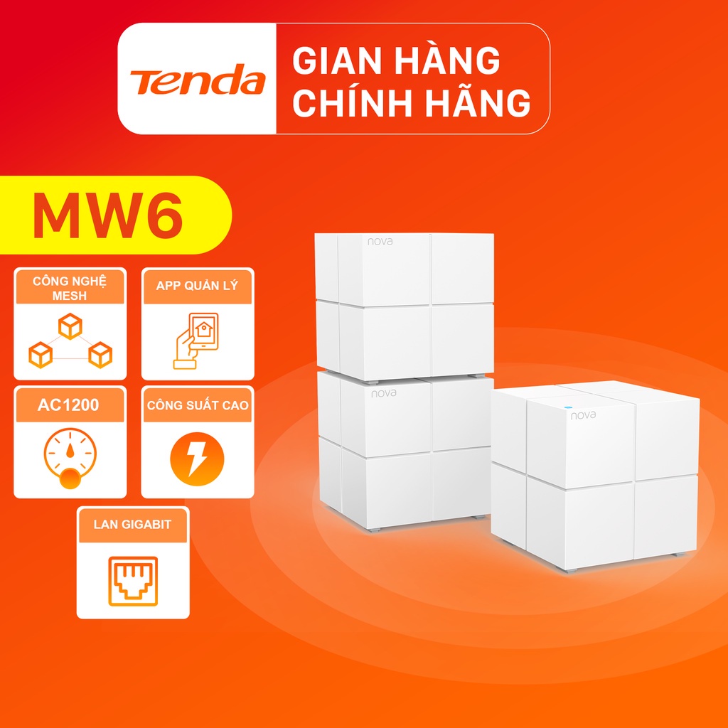 Tenda Hệ thống Wifi Nova Mesh cho gia đình MW6 Chuẩn AC 1200Mbps