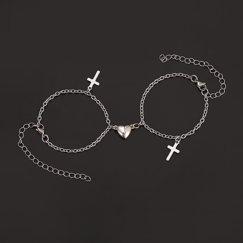 Set 2 vòng tay bạc s925 RINHOO FRIENDSHIP đơn giản thời trang cho cặp đôi