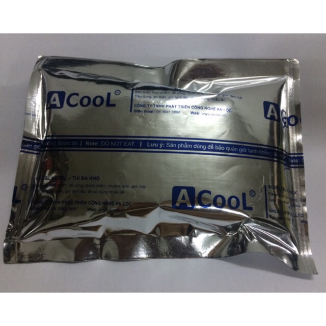 Đá khô giữ nhiệt Acool dạng gel - túi tráng bạc 350g - Dùng bảo quản lạnh thực phẩm, đồ uống, sữa mẹ