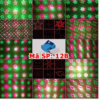 Đèn Laser 12 hình trong 1 Mini sân khấu, vũ trường, trang trí phòng Karaoke cảm biến theo nhạc.