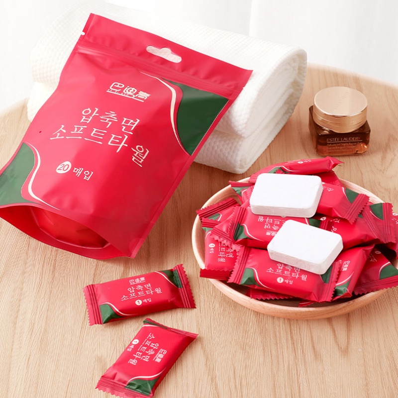 Bộ 20 Khăn Giấy Dạng Nén Bằng Vải Không Dệt Dùng Một Lần Tiện Lợi Khi Đi Du Lịch Ngoài Trời