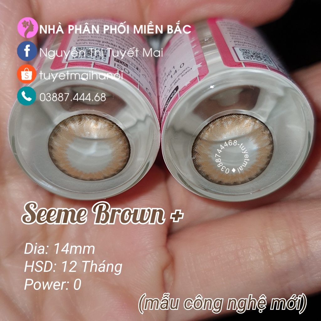 Lens Nâu Tự Nhiên Seeme Brown 14mm 0 Độ - Kính Áp Tròng Hàn Quốc Chính Hãng Vassen Sexy Me