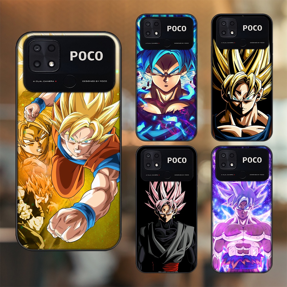 Ốp lưng Xiaomi Poco C40 viền đen in hình Goku Dragon Ball