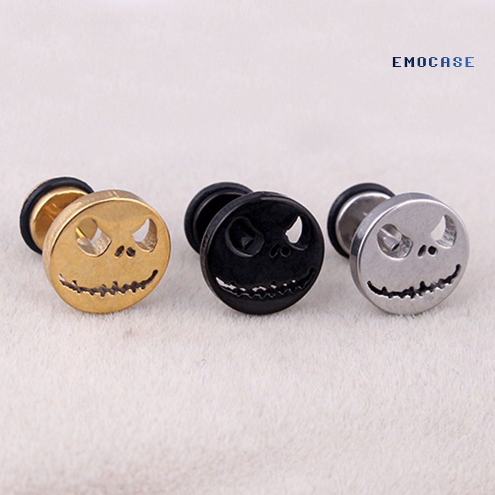 1 Khuyên Tai Thép Titan Hình Đầu Lâu Phong Cách Halloween Cá Tính