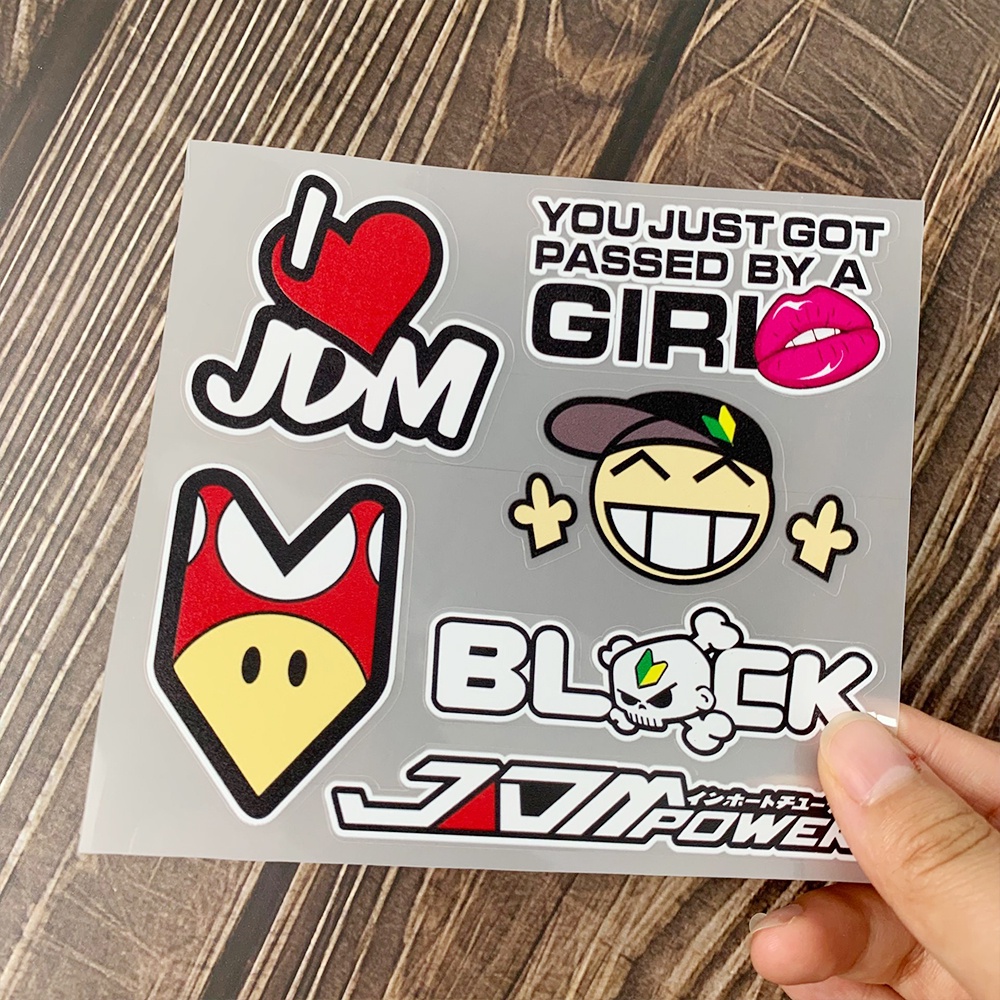 1 Nhãn Dán Logo JDM Chất Liệu PU Chống Nước Trang Trí Mũ Bảo Hiểm Xe Máy